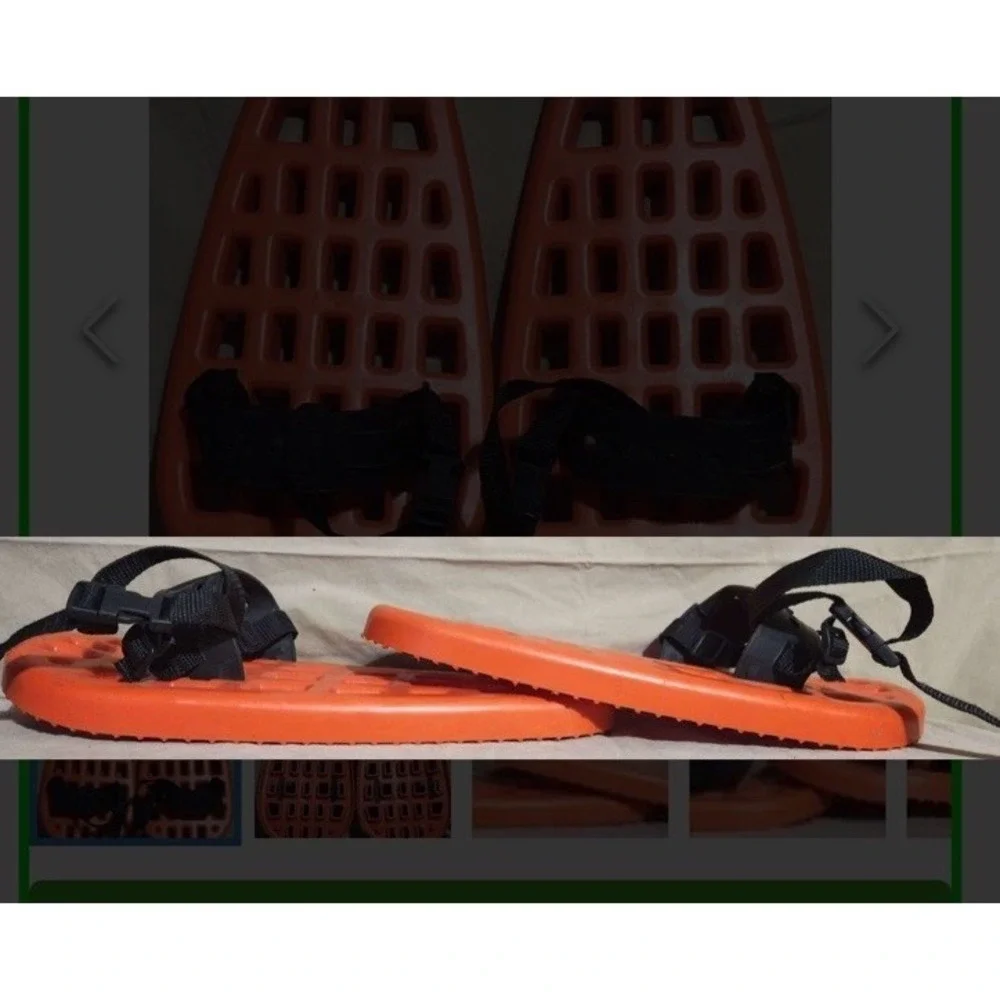 Vintage Plastic Snowshoes Orange Adjustable‎ Straps
